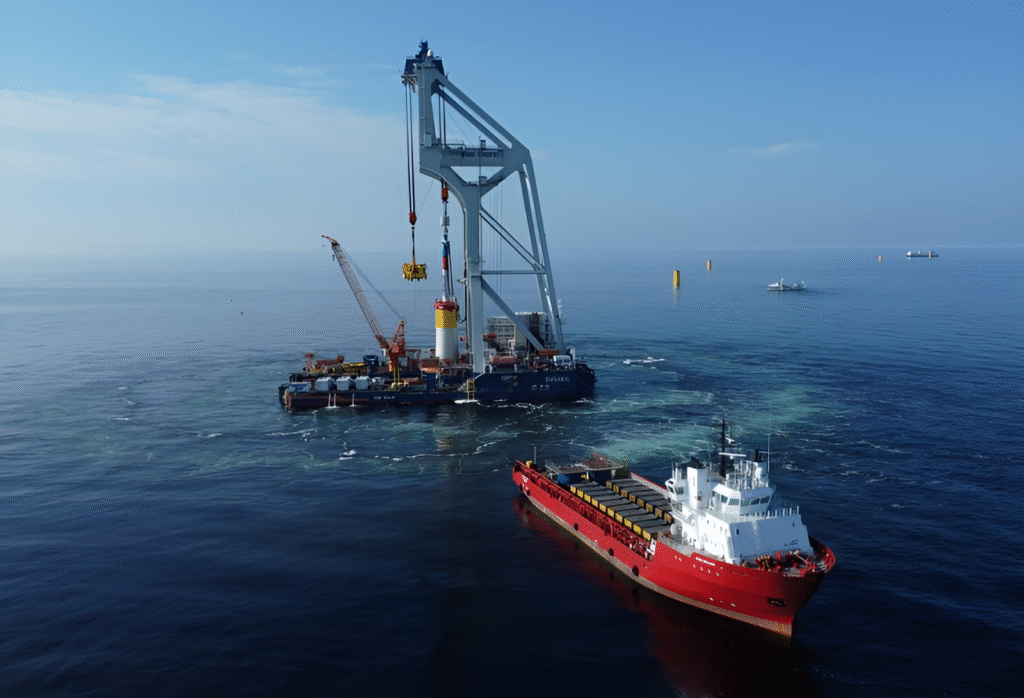 Poland Opens Baltic's Largest Offshore Wind Terminal Led By ORLEN Neptun 2 Wind turbine blades and sub-components stored at Świnoujście terminal, for off-shore wind installation in PolandAlt Text