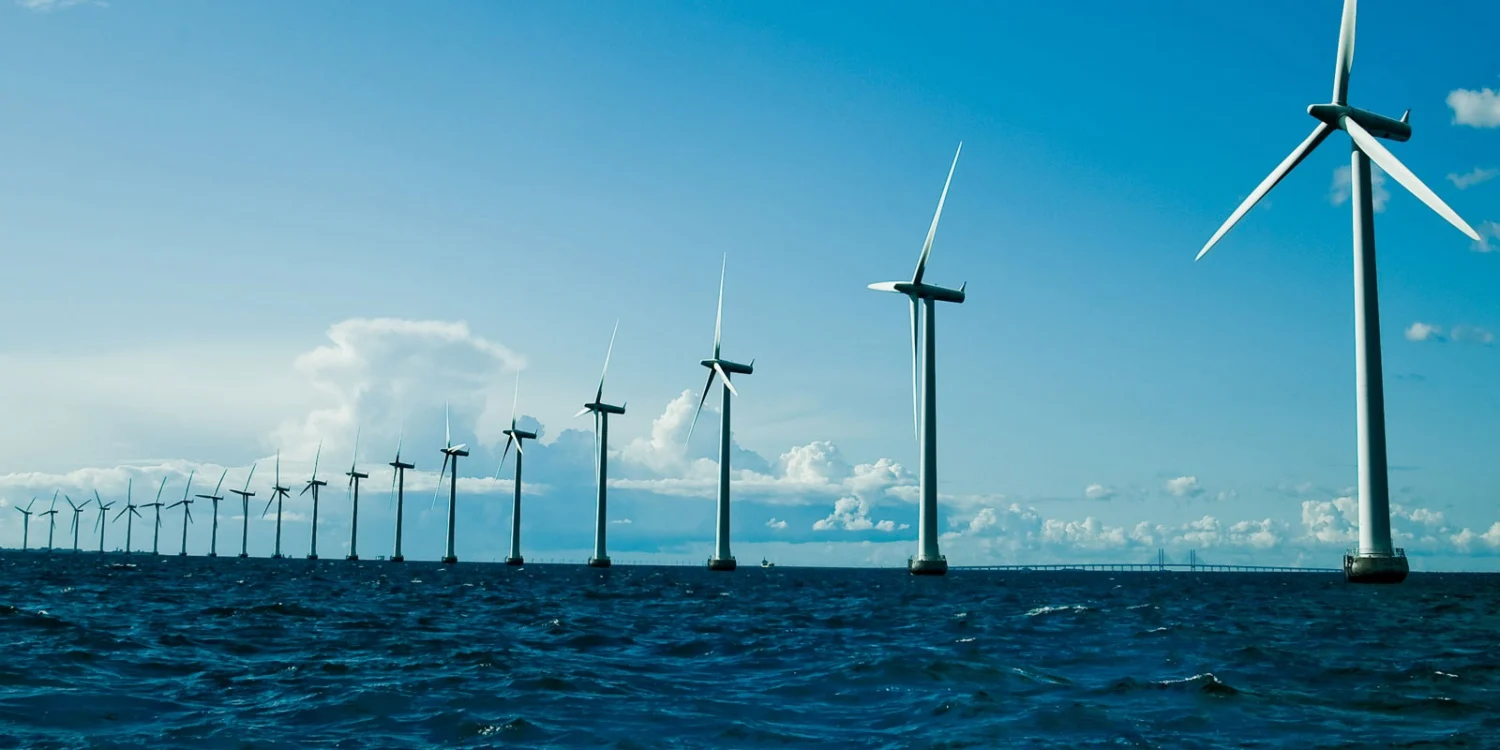 offshore wind turbines generating clean energy at sea